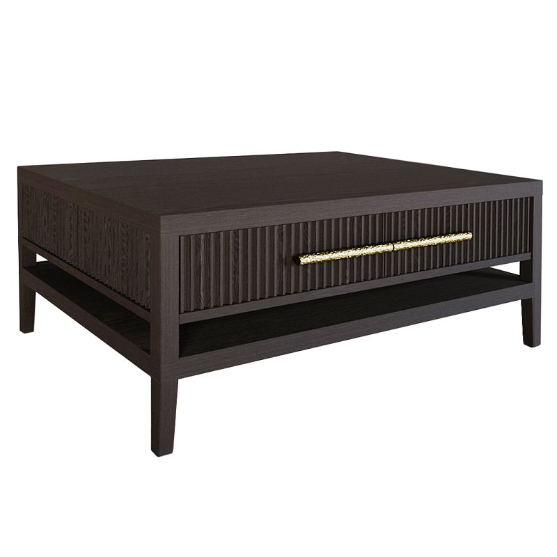 Кофейный стол Primo с двумя ящиками Темный орех Орех Золотой в Орле | Loft Concept 