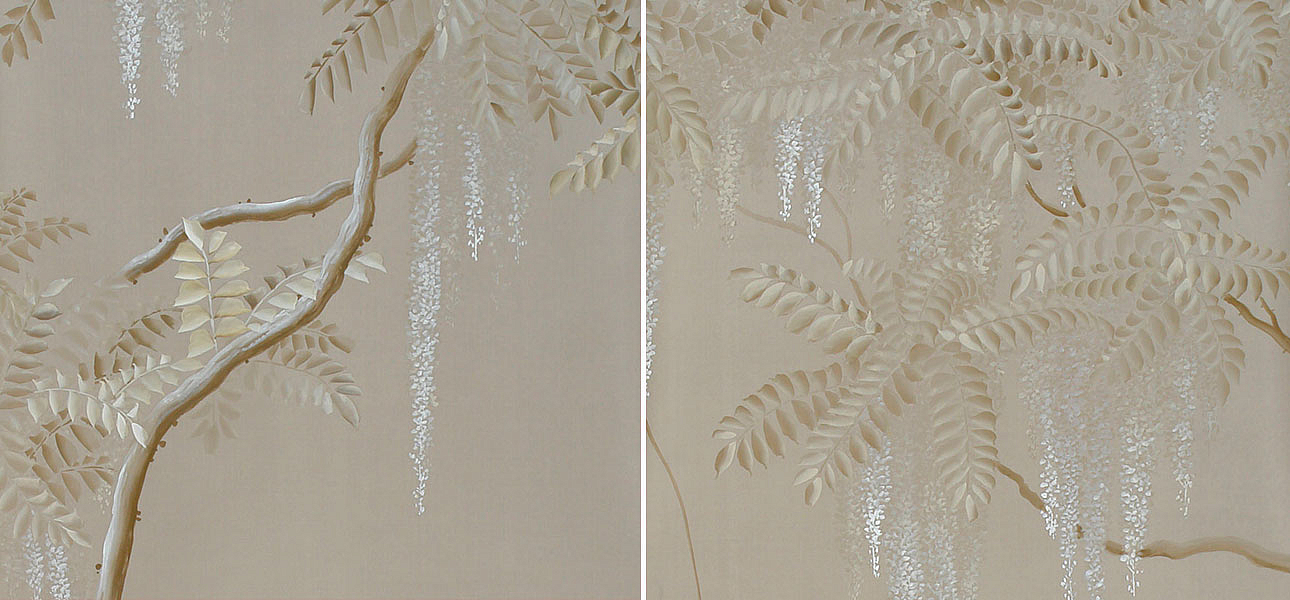 Обои ручная роспись Wisteria Limewash on Lead Grey dyed silk Обои ручная роспись Wisteria Limewash on Lead Grey dyed silk - Loft-Concept в Орле