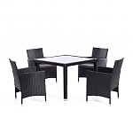 Обеденный комплект из искуственного ротанга Vintara черный варинант исполнения - 1 | Loft Concept в Орле
