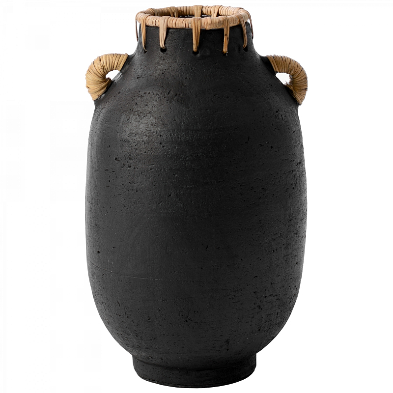Ваза Vase Ceramic & Rattan Черный Ваза Vase Ceramic & Rattan Черный в Орле | Loft Concept
