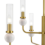 Люстра с 6-ю плафонами в форме стеклянных трубок и мраморных декоративных элементов Montreal варинант исполнения - 5 | Loft Concept в Орле