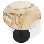 Стол журнальный круглый с бежевой столешницей из стекла Beige Marble варинант исполнения - 2 | Loft Concept в Орле