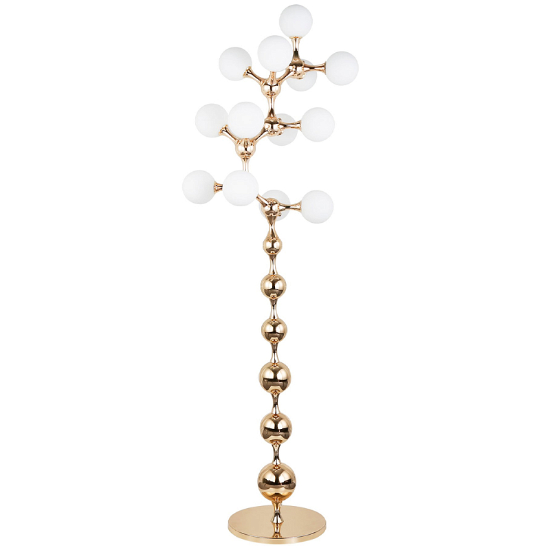 Торшер с плафонами из стеклянных шаров Pearls Suspension Gold Floor Lamp Белое матовое стекло Глянцевое золото Торшер с плафонами из стеклянных шаров Pearls Suspension Gold Floor Lamp Белое матовое стекло Глянцевое золото в Орле | Loft Concept