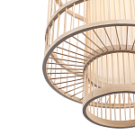 Подвесной светильник из деревянных прутьев с плафоном из натуральной ткани Light Inside the Cell варинант исполнения - 6 | Loft Concept в Орле