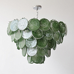Люстра из зеленых стеклянных дисков с перламутровым эффектом Green Glowing Glaze варинант исполнения - 5 | Loft Concept в Орле