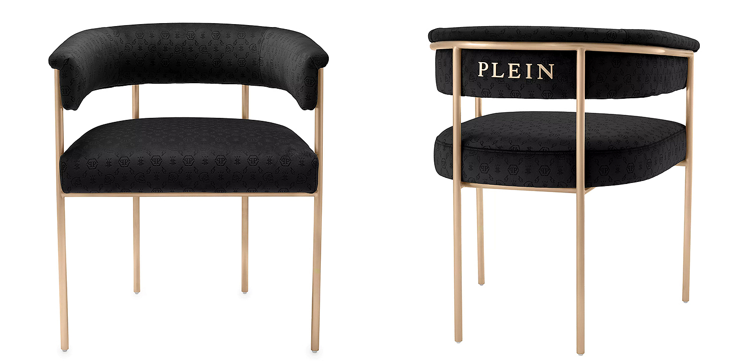 Стул Philipp Plein Dining Chair Monogram Чёрный Стул Philipp Plein Dining Chair Monogram Чёрный - Loft-Concept в Орле