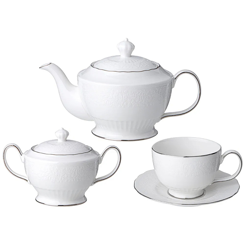 Чайный сервиз белый из фарфора на 6 персон 14 предметов Garden Whisper Porcelain Set Белый Чайный сервиз белый из фарфора на 6 персон 14 предметов Garden Whisper Porcelain Set Белый в Орле | Loft Concept