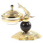 Икорница с декором "Стерлядка на ракушке" с гравировкой на подставке из натурального камня Обсидиан Decorative Cavair Dishes варинант исполнения - 1 | Loft Concept в Орле