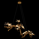 Люстра подвесная линейная с прозрачными стеклянными птичками на ветвях Serip Voa варинант исполнения - 5 | Loft Concept в Орле