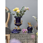 Ваза темно-синего цвета из фарфора с бронзовыми ручками в виде змей Высота 39 см Eden Garden porcelain and bronze варинант исполнения - 3 | Loft Concept в Орле