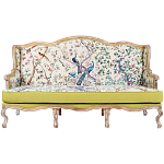 Диван из натурального бука бежевый с изображением птиц и цветов Beige Green Chinoiserie Garden Sofa варинант исполнения - 1 | Loft Concept в Орле