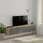 ТВ-тумба подвесная цвета древесины с 4-мя темно-серыми дверцами SPARK TV STAND OAK ANTHRACITE варинант исполнения - 3 | Loft Concept в Орле