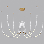 Люстра подвесная с 6-ю изогнутыми плафонами и белыми декоративными шариками PEARLS Suspension варинант исполнения - 3 | Loft Concept в Орле