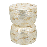 Приставной столик с мозаичным рисунком из раковин устриц Bone Inlay варинант исполнения - 1 | Loft Concept в Орле