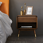 Прикроватная деревянная тумба с ящиком и нишей для хранения Moon Walnut Furniture варинант исполнения - 1 | Loft Concept в Орле