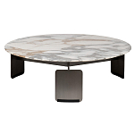 Столик журнальный с круглой мраморной столешницей на трех опорах Marble Stone Drawing варинант исполнения - 6 | Loft Concept в Орле