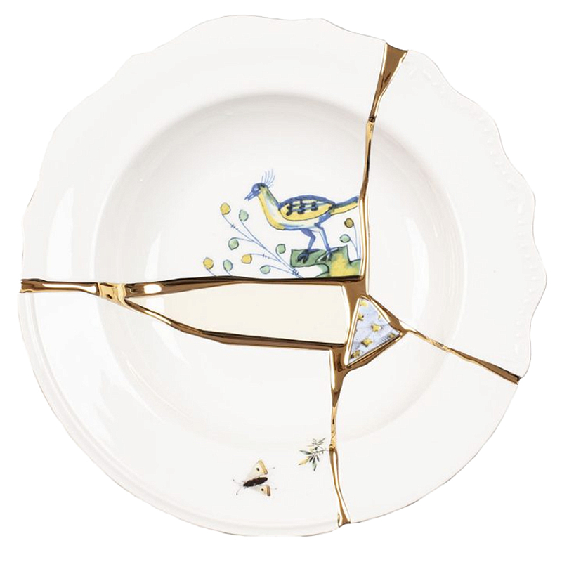 Тарелка глубокая Seletti Kintsugi Белый Золотой Мульти Тарелка глубокая Seletti Kintsugi Белый Золотой Мульти в Орле | Loft Concept