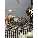 Блюдо черного цвета из фрафора на бронзовых ножках Eden Garden porcelain and bronze варинант исполнения - 3 | Loft Concept в Орле