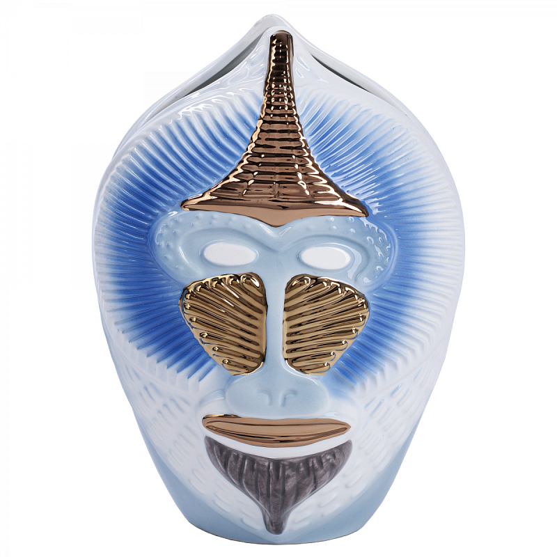 Ваза Primates Mandrillus blue Светло-синий Золотой Ваза Primates Mandrillus blue Светло-синий Золотой в Орле | Loft Concept