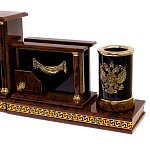 Настольный письменный набор с часами из природного камня обсидиана Royal Set варинант исполнения - 3 | Loft Concept в Орле