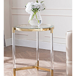 Золотой приставной столик с круглой стеклянной столешницей Weightless Table варинант исполнения - 8 | Loft Concept в Орле