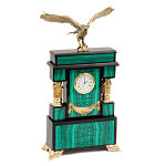 Часы настольные из натурального камня Малахит с декором в виде орла Eagle Stone Clock варинант исполнения - 2 | Loft Concept в Орле