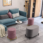 Банкетка круглая пыльно-розовый велюр на 4-х металлических ножках золотого цвета SANJAY варинант исполнения - 6 | Loft Concept в Орле