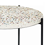 Кофейный столик с круглой разноцветной столешницей на 4-х черных ножках Multicolored Stone Composite варинант исполнения - 2 | Loft Concept в Орле