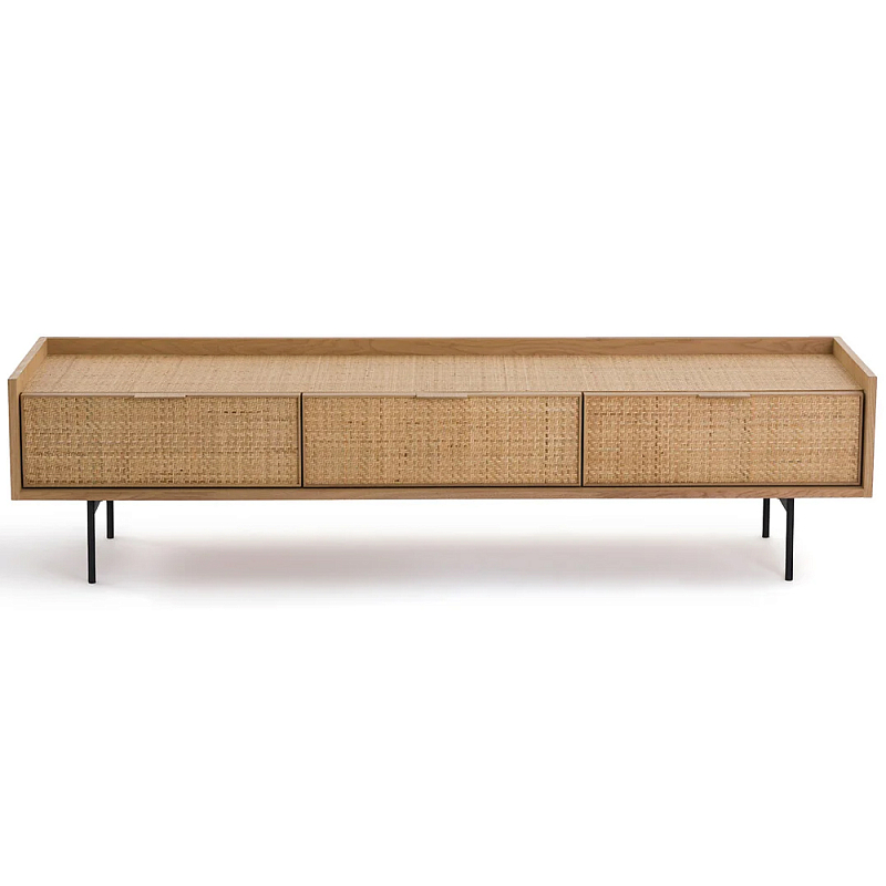 ТВ-тумба с плетеным декором Buckley Wicker TV Stand Древесина Черный ТВ-тумба с плетеным декором Buckley Wicker TV Stand Древесина Черный в Орле | Loft Concept