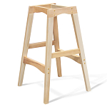 Барный стул со спинкой и подлокотниками на 4-х деревянных ножках Бежевый Велюр Ava Charm варинант исполнения - 3 | Loft Concept в Орле