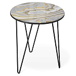 Стол журнальный c круглой столешницей из стекла серого цвета Gray and Gold Marble варинант исполнения - 1 | Loft Concept в Орле
