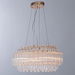 Люстра подвесная многослойная с прозрачными хрустальными трубками и золотистым каркасом Hexagon Tube Light варинант исполнения - 2 | Loft Concept в Орле