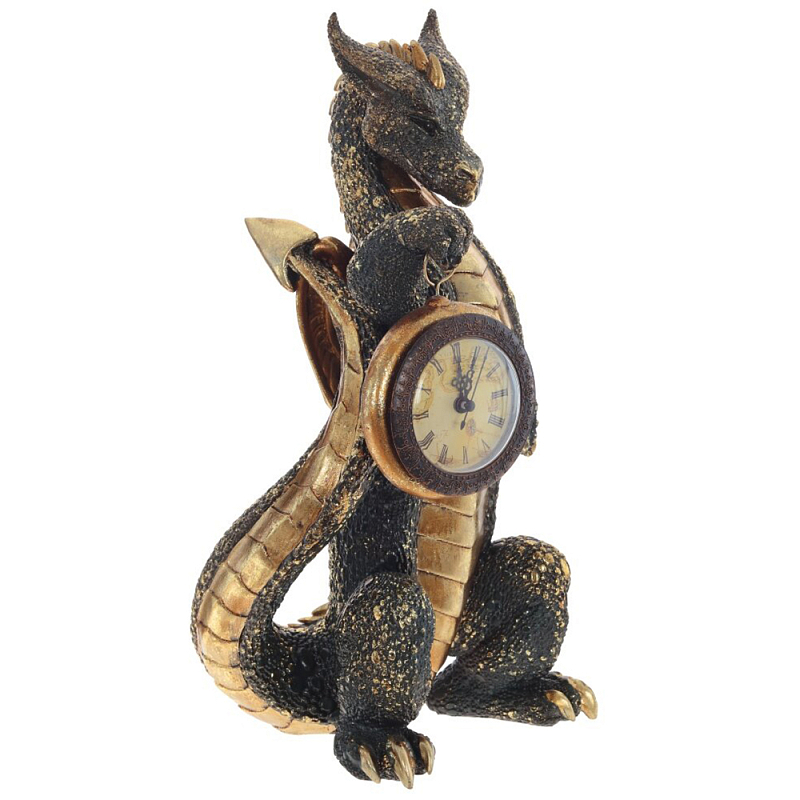 Часы в виде дракона Black Dragon with Clock Золотой Черный Часы в виде дракона Black Dragon with Clock Золотой Черный в Орле | Loft Concept