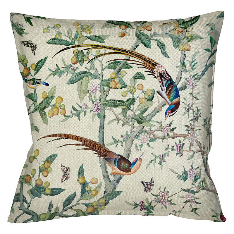 Подушка декоративная с изображением птицы в саду Beige Chinoiserie Birds in the Garden Cushion Мульти Бежевый Подушка декоративная с изображением птицы в саду Beige Chinoiserie Birds in the Garden Cushion Мульти Бежевый в Орле | Loft Concept