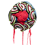 Подушка из джинсовой одежды и вязания Heart&Brain 2 варинант исполнения - 1 | Loft Concept в Орле