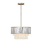 Люстра круглая с подвесками из текстурированного стекла молочного цвета Hinkley варинант исполнения - 9 | Loft Concept в Орле