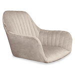 Барный стул со спинкой и подлокотниками на 4-х коричневых деревянных ножках Бежевый Велюр Ava Charm варинант исполнения - 5 | Loft Concept в Орле