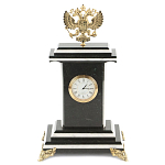 Часы настольные бронзовые с Гербом России из натурального камня Змевик Stone Clock варинант исполнения - 1 | Loft Concept в Орле