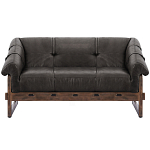 Двухместный диван Duncan винтажная черная кожа варинант исполнения - 1 | Loft Concept в Орле