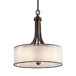 Люстра подвесная с двойным круглым плафоном из органзы и матового стекла Kichler варинант исполнения - 5 | Loft Concept в Орле