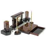 Настольный письменный набор с часами из природного камня обсидиана Royal Stone варинант исполнения - 3 | Loft Concept в Орле