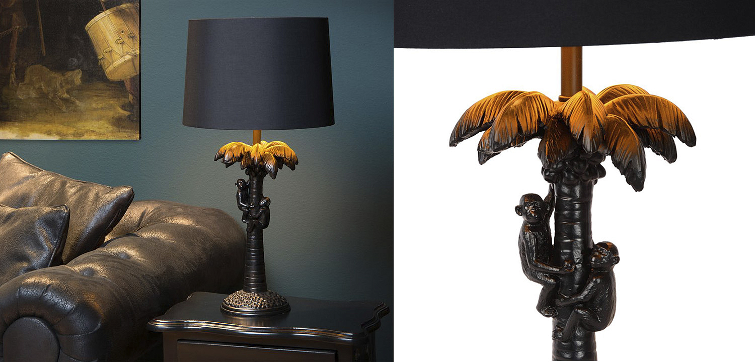 Настольная лампа Черная Пальма Monkeys on a palm table lamp black Настольная лампа Черная Пальма Monkeys on a palm table lamp black - Loft-Concept в Орле