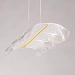 Люстра линейная с 3-мя белыми волнистыми плафонами Wave Line варинант исполнения - 7 | Loft Concept в Орле