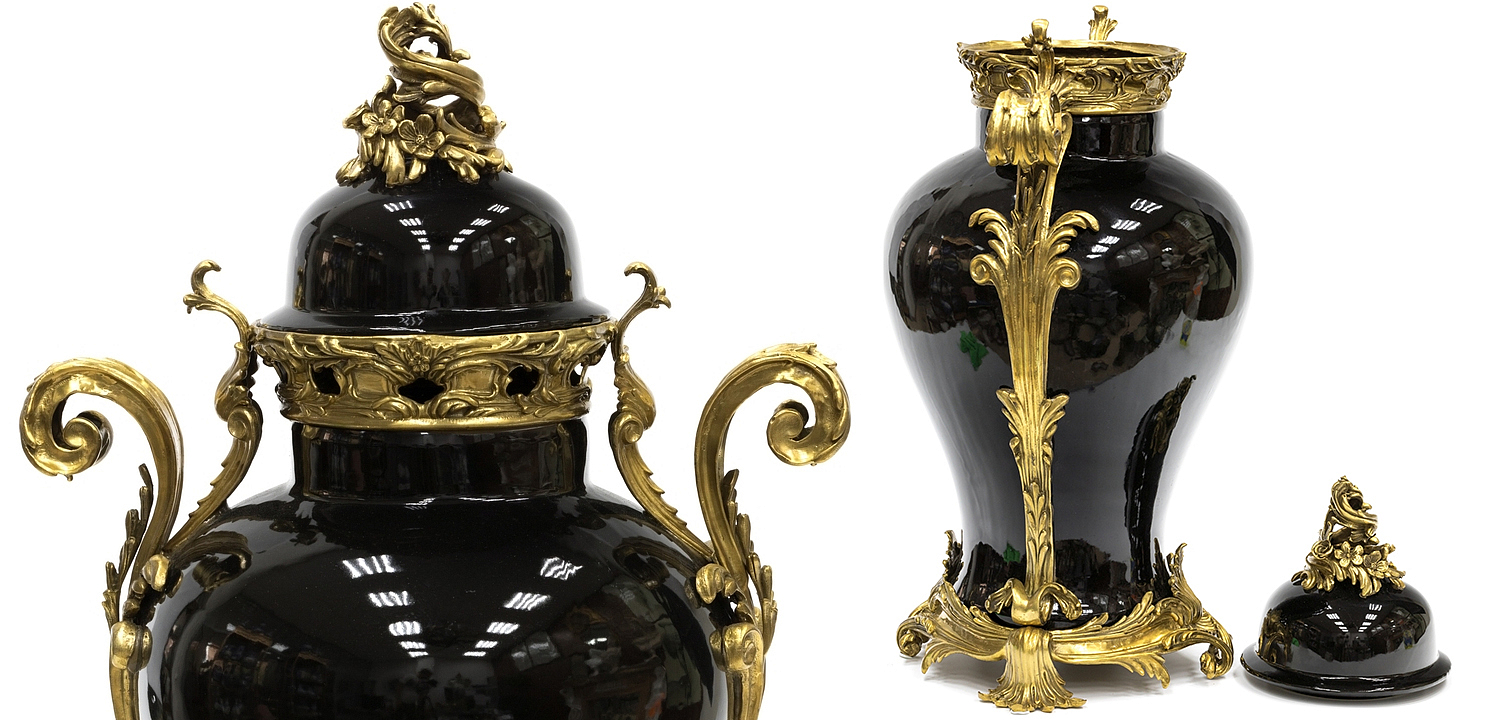 Большая ваза Selenia Black Vase Bronze Patterns Большая ваза Selenia Black Vase Bronze Patterns - Loft-Concept в Орле