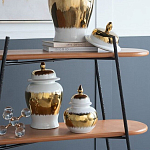 Ваза белая с крышкой и золотистыми фрагментами 24 см Chinoiserie Ceramics варинант исполнения - 4 | Loft Concept в Орле