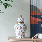 Ваза с нежным цветочным узором в пастельных тонах и крышкой с золотым акцентом Chinoiserie Ceramics варинант исполнения - 5 | Loft Concept в Орле