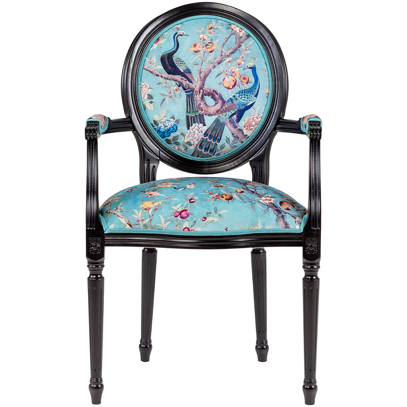 Полукресло из массива бука бирюзовое с изображением птиц и цветов Turquoise Chinoiserie Garden Chair Бирюзовый Мульти Черный Полукресло из массива бука бирюзовое с изображением птиц и цветов Turquoise Chinoiserie Garden Chair Бирюзовый Мульти Черный в Орле | Loft Concept