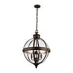 Подвесной светильник бронзового цвета с прозрачным стеклянным плафоном в форме шара в индустриальном стиле на цепи 4 лампы Feiss варинант исполнения - 2 | Loft Concept в Орле