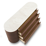 Дизайнерский комод овальной формы с белой столешницей и 4-мя ящиками Gioli варинант исполнения - 1 | Loft Concept в Орле