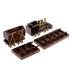 Часы настольные в виде паровоза из натурального камня Обсидиан Train Stone Clock варинант исполнения - 3 | Loft Concept в Орле